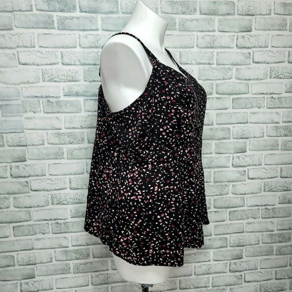 Torrid 3X Black Leopard Heart Challis Fit & Flare Button Front Cami Flowy Top - Picture 5 of 8